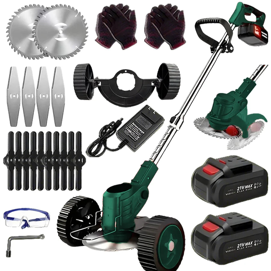 Cordless Lawn Trimmer & Weed Wacker β Grass Edger with 2 Li-Ion Batteries & 3 Cutting Blades