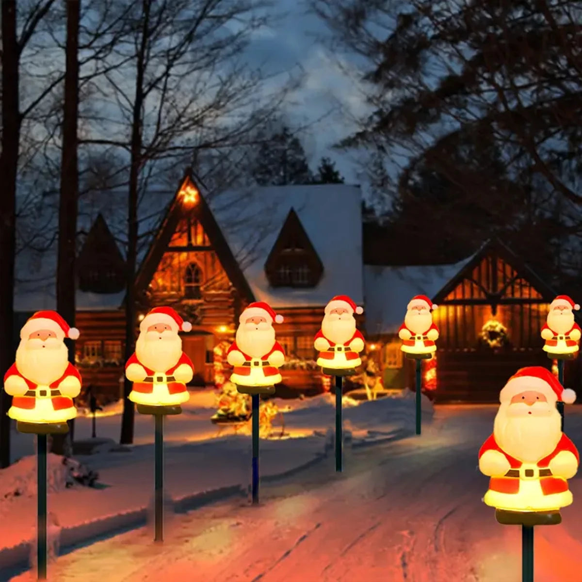 5PCS Solar Christmas Santa Pathway Lights β Garden Stake Lights for Patio & Holiday Decoration