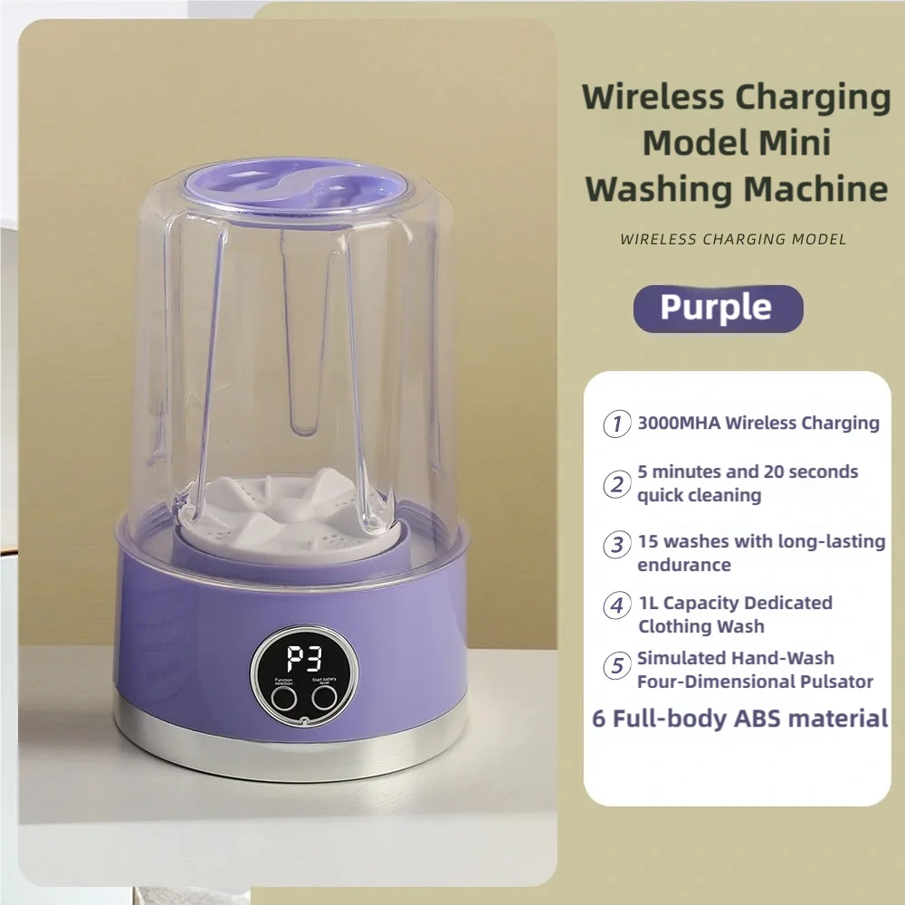 Cordless 1L Mini Portable Washer β USB Rechargeable 3000mAh 2-Speed Travel Laundry Cleaner