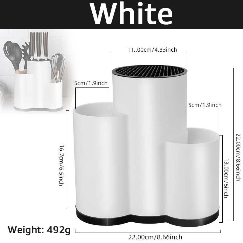 Multi-Function Knife Holder & Utensil Stand β PP Flatware Drainer Kitchen Organizer Rack