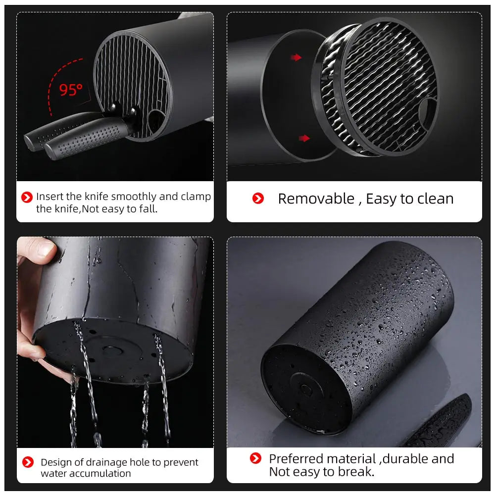 8.8-Inch Kitchen Knife Holder – Drainable Plastic Chef Knife Stand for Countertop Storage