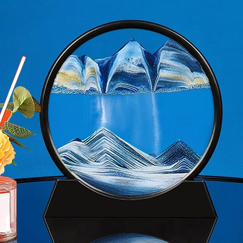 3D Moving Sand Art Picture β Round Glass Deep Sea Sandscape for Home & Office Decor