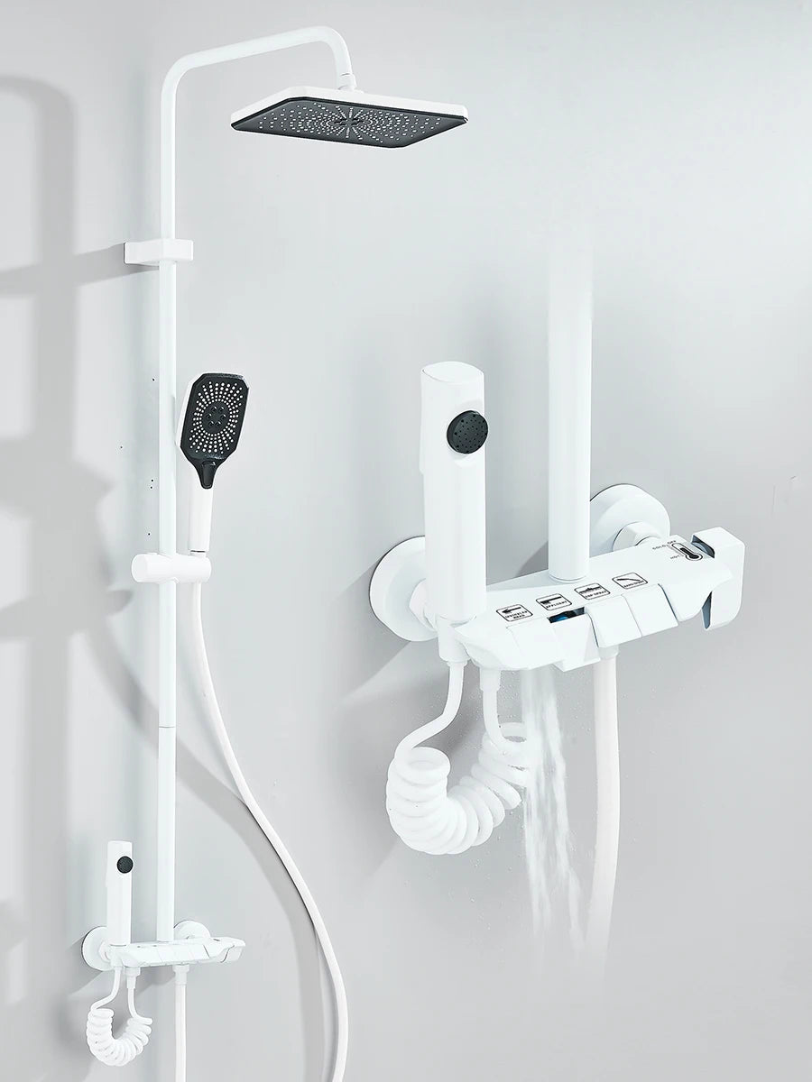 4-Way Piano Shower System β Rainfall Shower Kit with Bidet Faucet, Hot & Cold Water Mixer for Bathroom