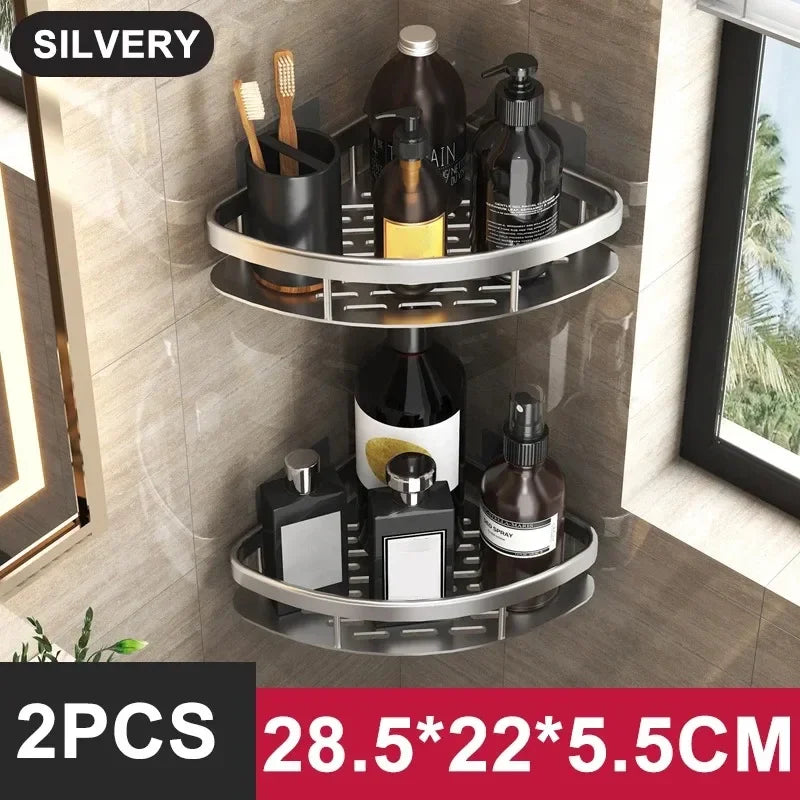 Aluminum Wall-Mounted Bathroom & Kitchen Shelf β No-Drill Shampoo & Shower Storage Rack