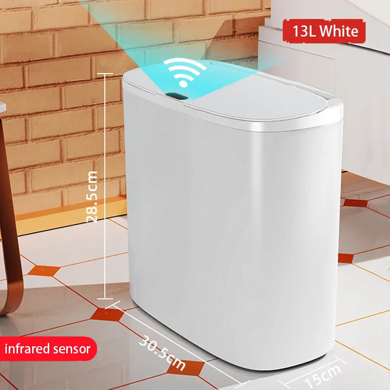 Automatic Touchless Bathroom Trash Can – Motion Sensor Slim Waterproof Garbage Bin
