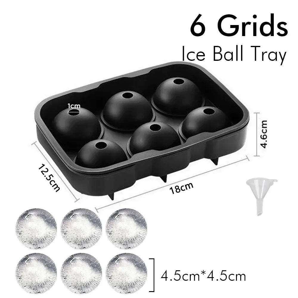 4/6/8 Grid Silicone Ice Cube Molds β Square & Ice Ball Tray with Lid for Whiskey & Drinks