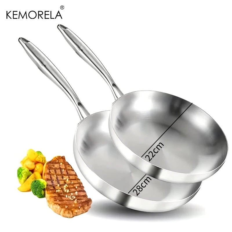 304 Stainless Steel Non-Stick Frying Pan Set (2β3 PCS) β 5-Ply Cooking Wok Pans 22β28cm