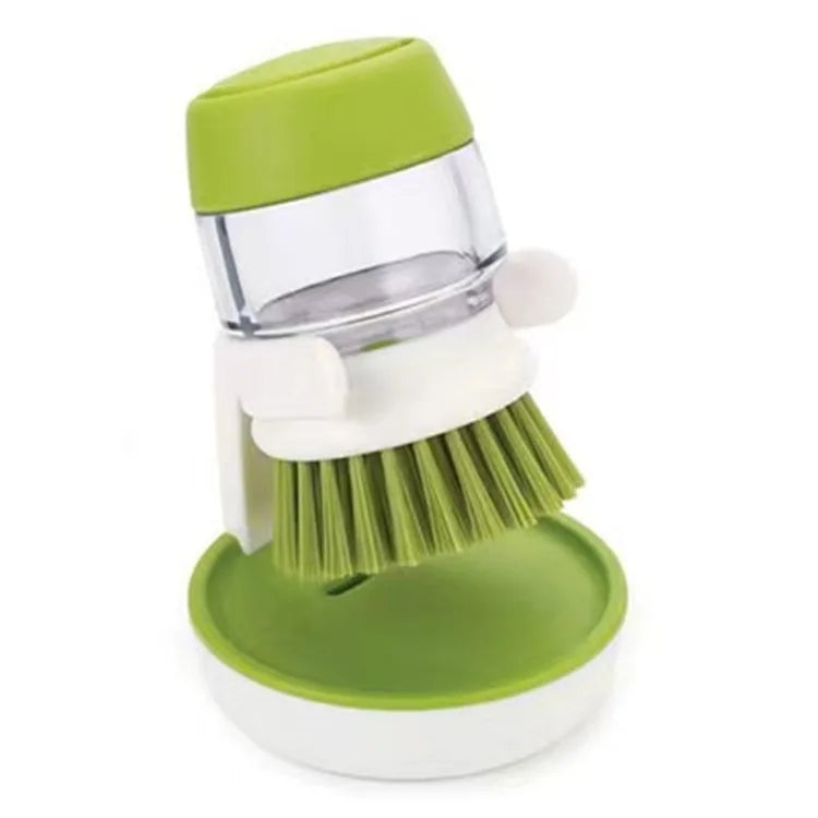 Dish Brush with Soap Dispenser β Multi-Use Scrub Brush for Kitchen & Household, Palm-Sized with Tray