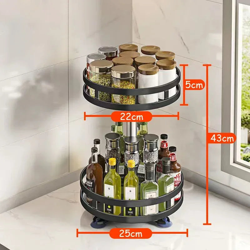 360° Rotating Spice Rack Organizer – Non-Skid Storage Tray for Kitchen Seasonings