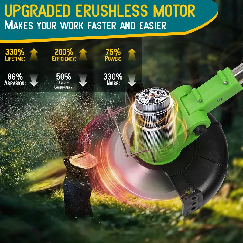 Cordless Lawn Mower & Weed Trimmer – Riding Weed Eater for Courtyards & Gardens