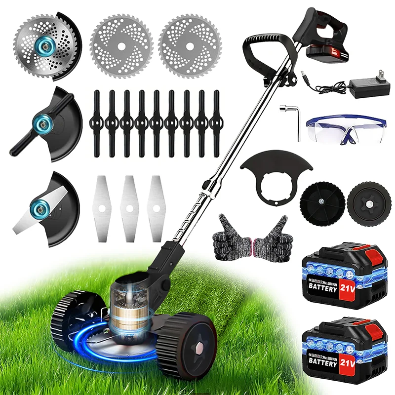 Cordless Lawn Mower & Weed Trimmer – Riding Weed Eater for Courtyards & Gardens