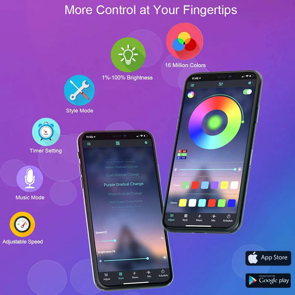 Bluetooth USB RGB LED Strip Light – 5050 SMD Flexible Self-Adhesive Tape for TV & Desktop