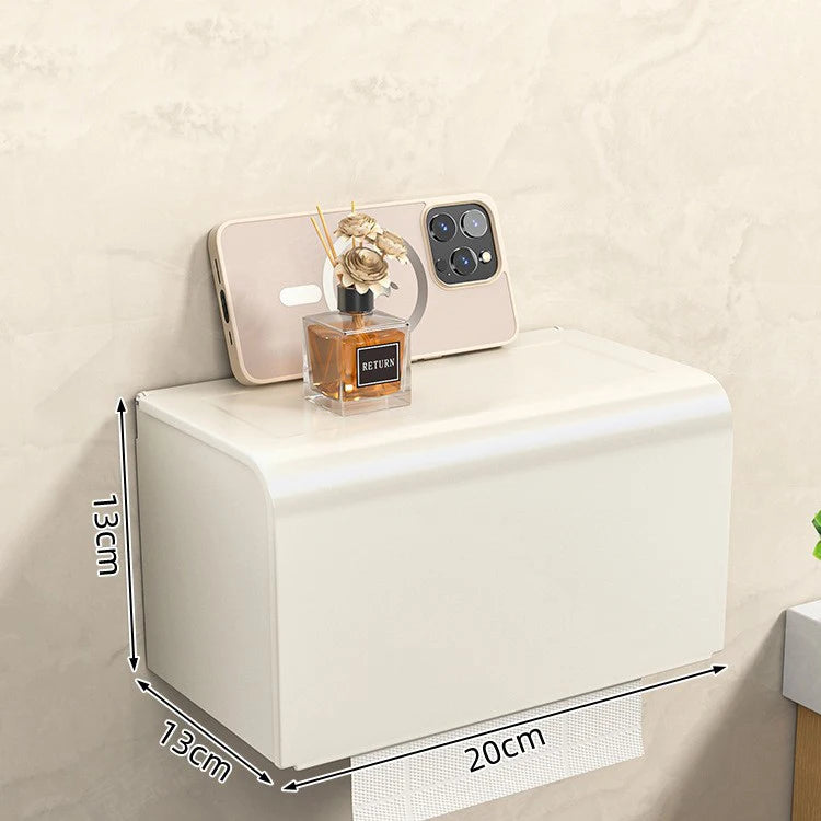 Waterproof Wall-Mounted Toilet Paper Box – Perforated Roll & Towel Storage Shelf Organizer for Bathroom