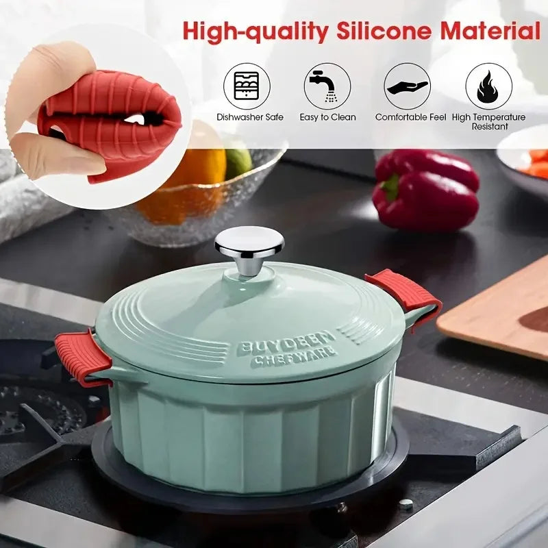 Silicone Pot Handle Grip Covers (2/4 PCS) – Heat-Resistant Anti-Slip Holder for Cast Iron Pans