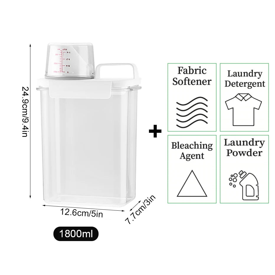 Refillable Laundry Detergent Dispenser – 1100/1800/2300ML Storage Container with Labels