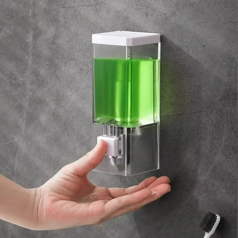 Manual Wall-Mounted Soap Dispenser – Transparent Traceless Bathroom Sanitizer Bottle