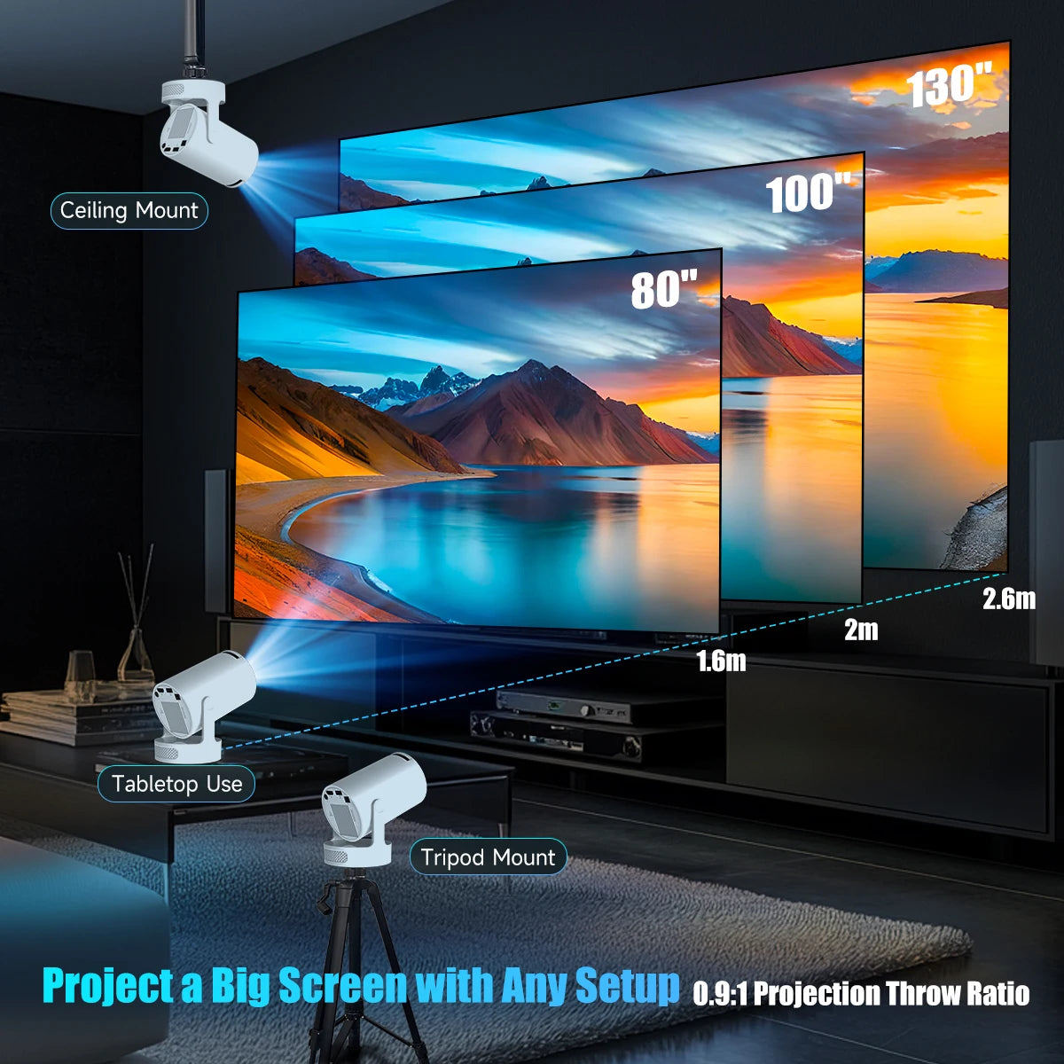 Magcubic HY300 Pro+ Projector – 4K 720P, 5W Speaker, Android 11, 8000 Lumens, WiFi6 & BT5.4 for Home & Outdoor