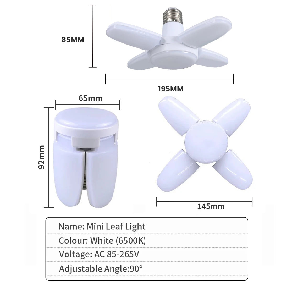 E27 Foldable Fan-Shaped LED Bulb – 28W Deformable Ceiling Light 6500K