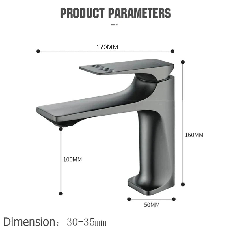 Modern Brass Core Bathroom Sink Faucet – Single Handle Deck-Mounted Hot & Cold Water Mixer