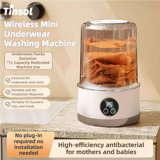 Cordless 1L Mini Portable Washer – USB Rechargeable 3000mAh 2-Speed Travel Laundry Cleaner