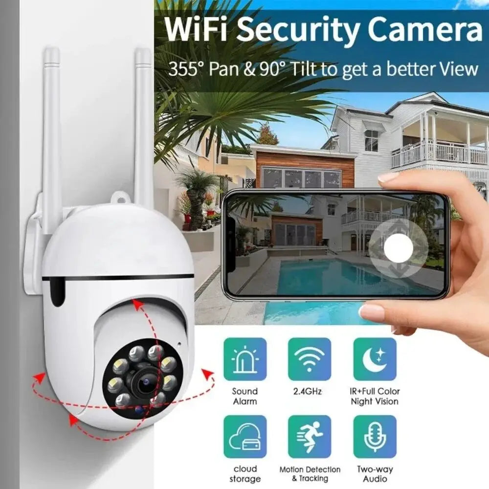 8MP Wireless PTZ Security Camera – Outdoor WiFi IP Cam with AI Human Tracking & 4X Zoom
