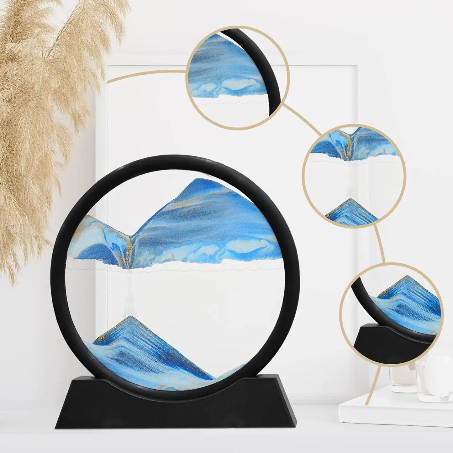 3D Moving Sand Art Picture – Round Glass Deep Sea Sandscape for Home & Office Decor