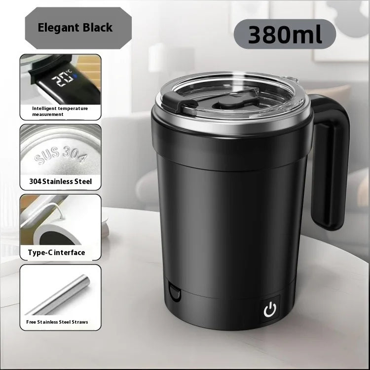 Smart Temperature-Measuring Automatic Stirring Cup – Magnetic Electric Portable Coffee & Milkshake Cup