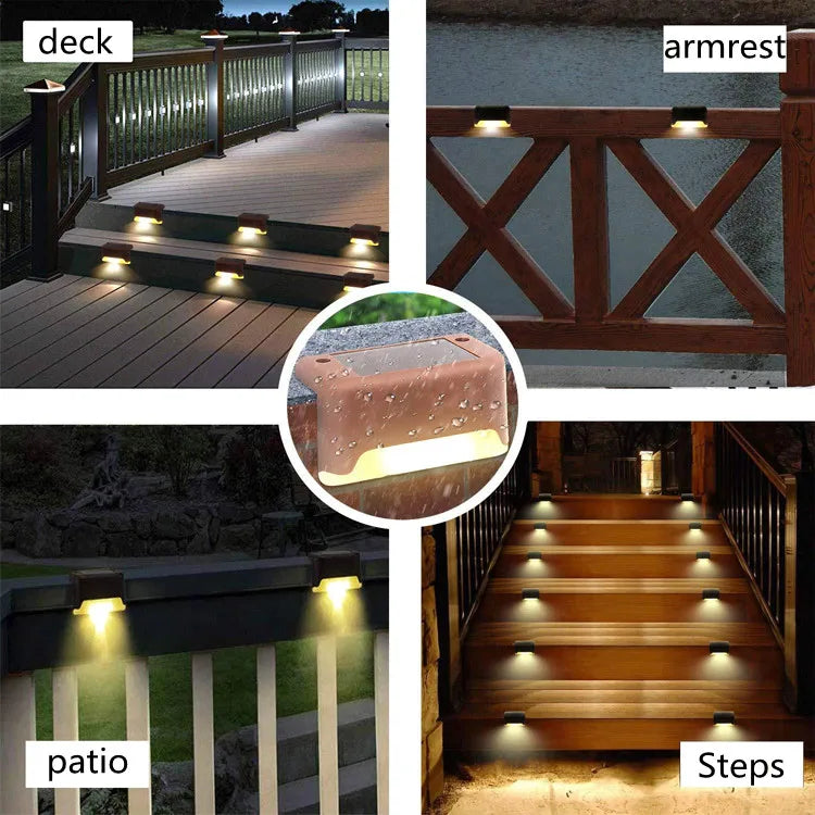 Warm White LED Solar Step Lamp – Waterproof Outdoor Garden & Stair Light for Patio & Balcony
