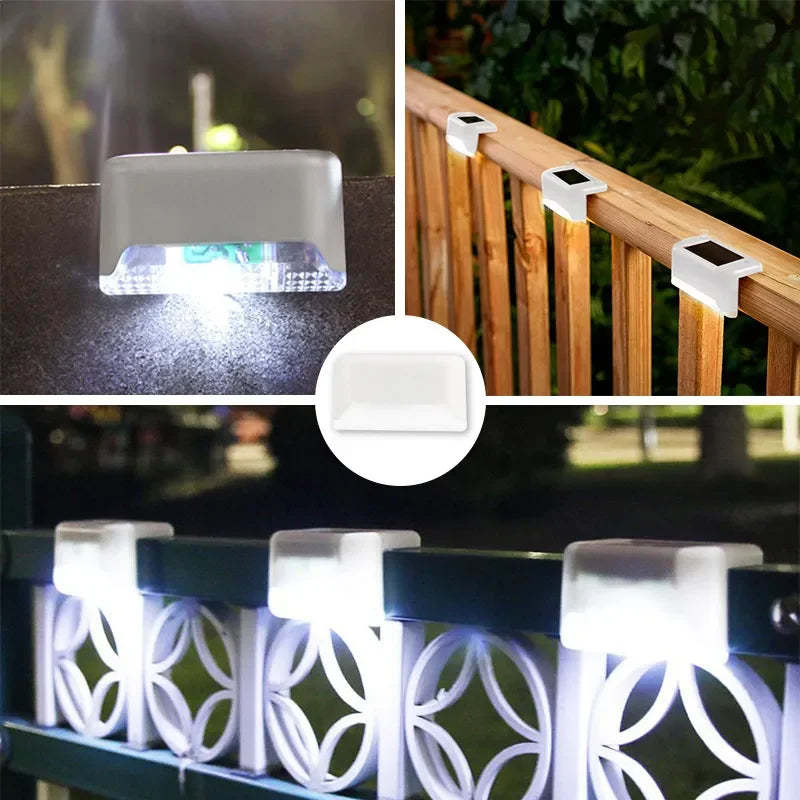 Warm White LED Solar Step Lamp – Waterproof Outdoor Garden & Stair Light for Patio & Balcony