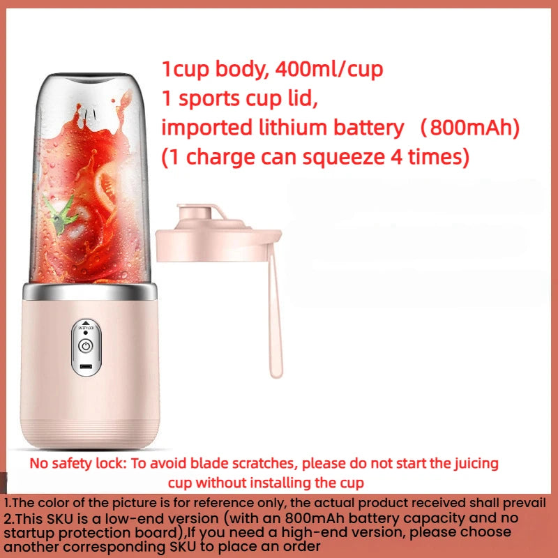 Portable Rechargeable Juice Blender Cup – Mini Juice Extractor for Home & Outdoor