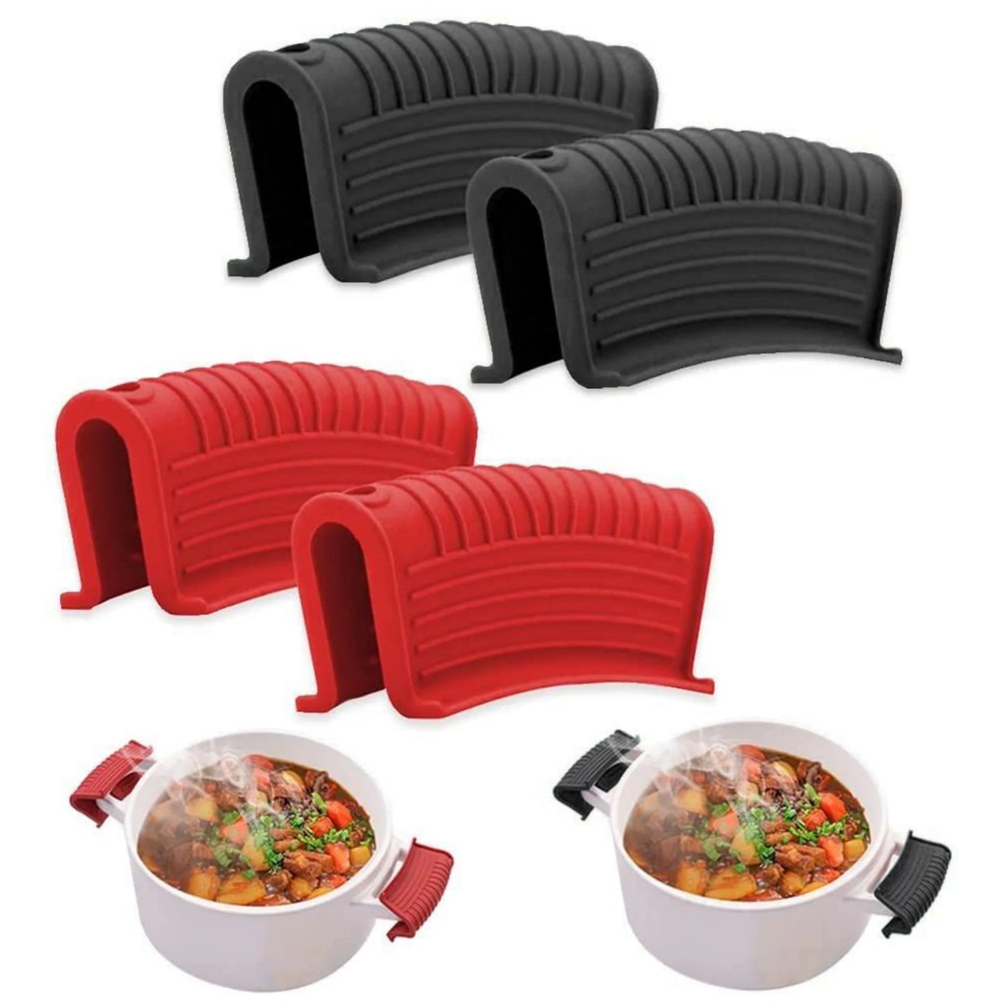 Silicone Pot Handle Grip Covers (2/4 PCS) – Heat-Resistant Anti-Slip Holder for Cast Iron Pans