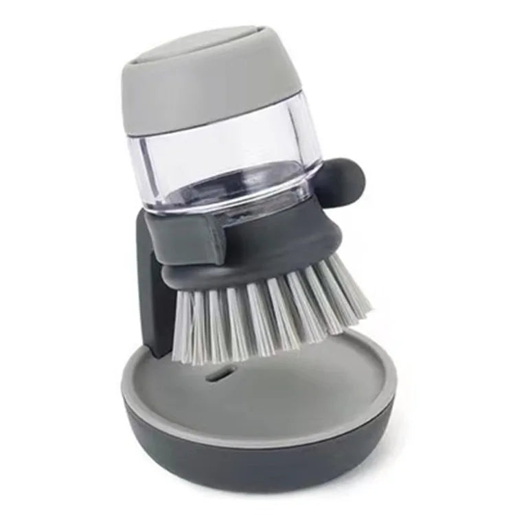 Dish Brush with Soap Dispenser – Multi-Use Scrub Brush for Kitchen & Household, Palm-Sized with Tray