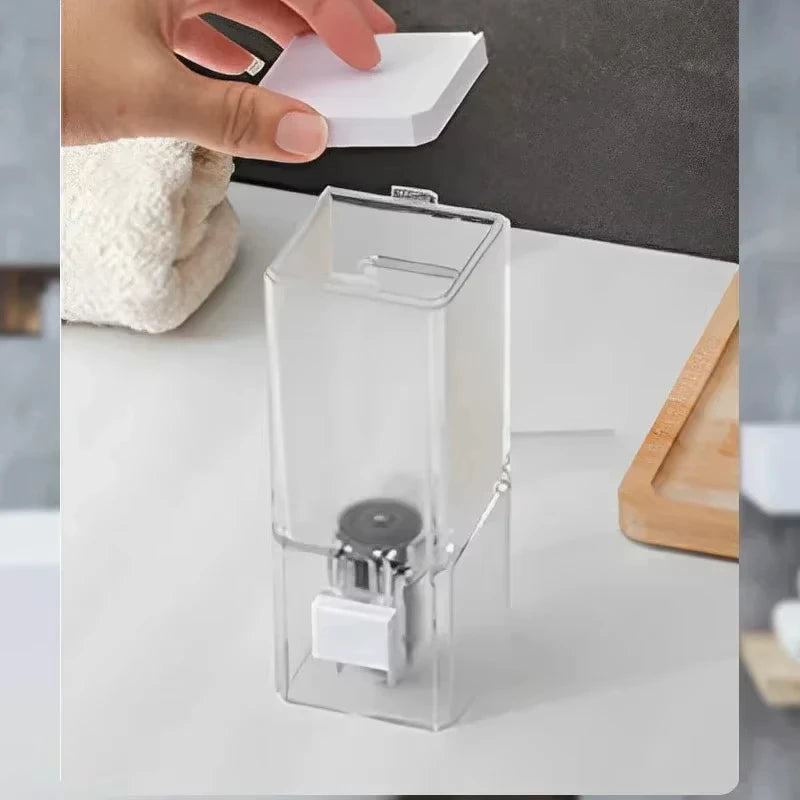 Manual Wall-Mounted Soap Dispenser – Transparent Traceless Bathroom Sanitizer Bottle