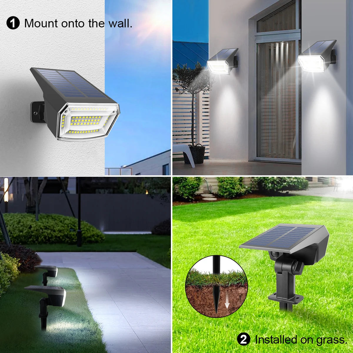 LED Solar Floodlight – Built-In 1200mAh Battery, Waterproof Spotlight for Garden, Lawn & Pathway