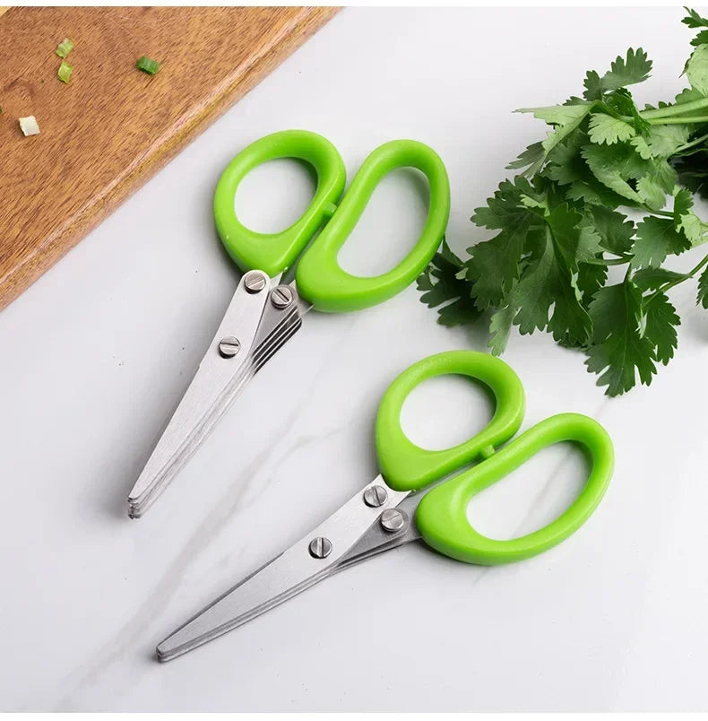 Multi-Functional Stainless Steel Kitchen Scissors – 3/5 Layer Pepper & Vegetable Chopper