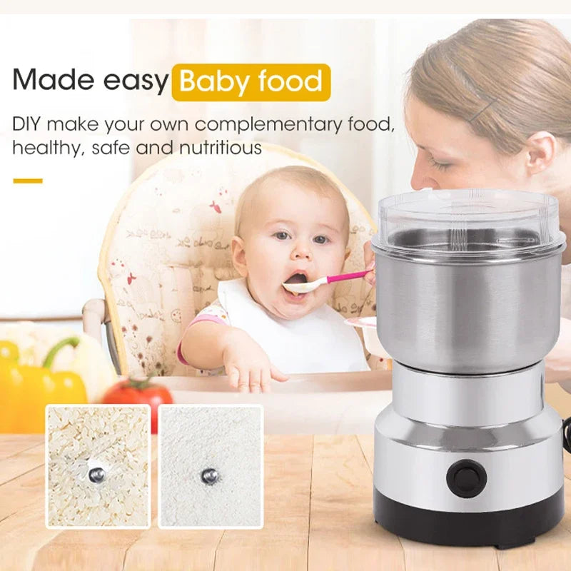 Mini Electric Grinder 300ML – Ultrafine Pulverizer for Baby Food, Coffee, Spices & Grains with 2/4 Blades