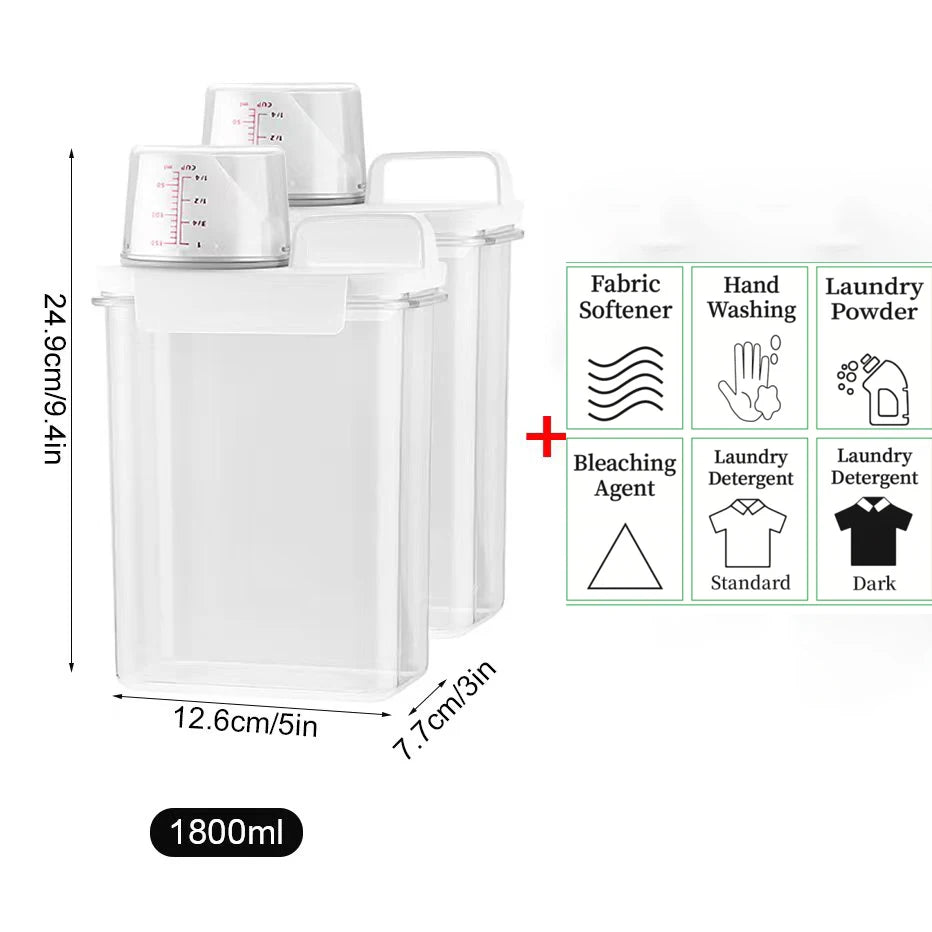 Refillable Laundry Detergent Dispenser – 1100/1800/2300ML Storage Container with Labels