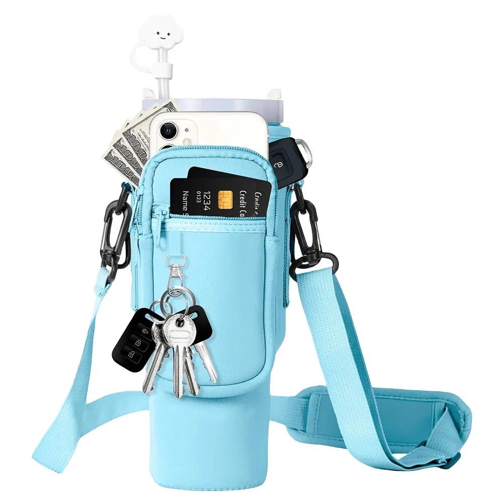 Neoprene Water Bottle Carrier Bag – Insulated Pouch Holder for 40oz Tumbler