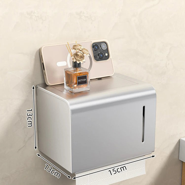 Waterproof Wall-Mounted Toilet Paper Box – Perforated Roll & Towel Storage Shelf Organizer for Bathroom