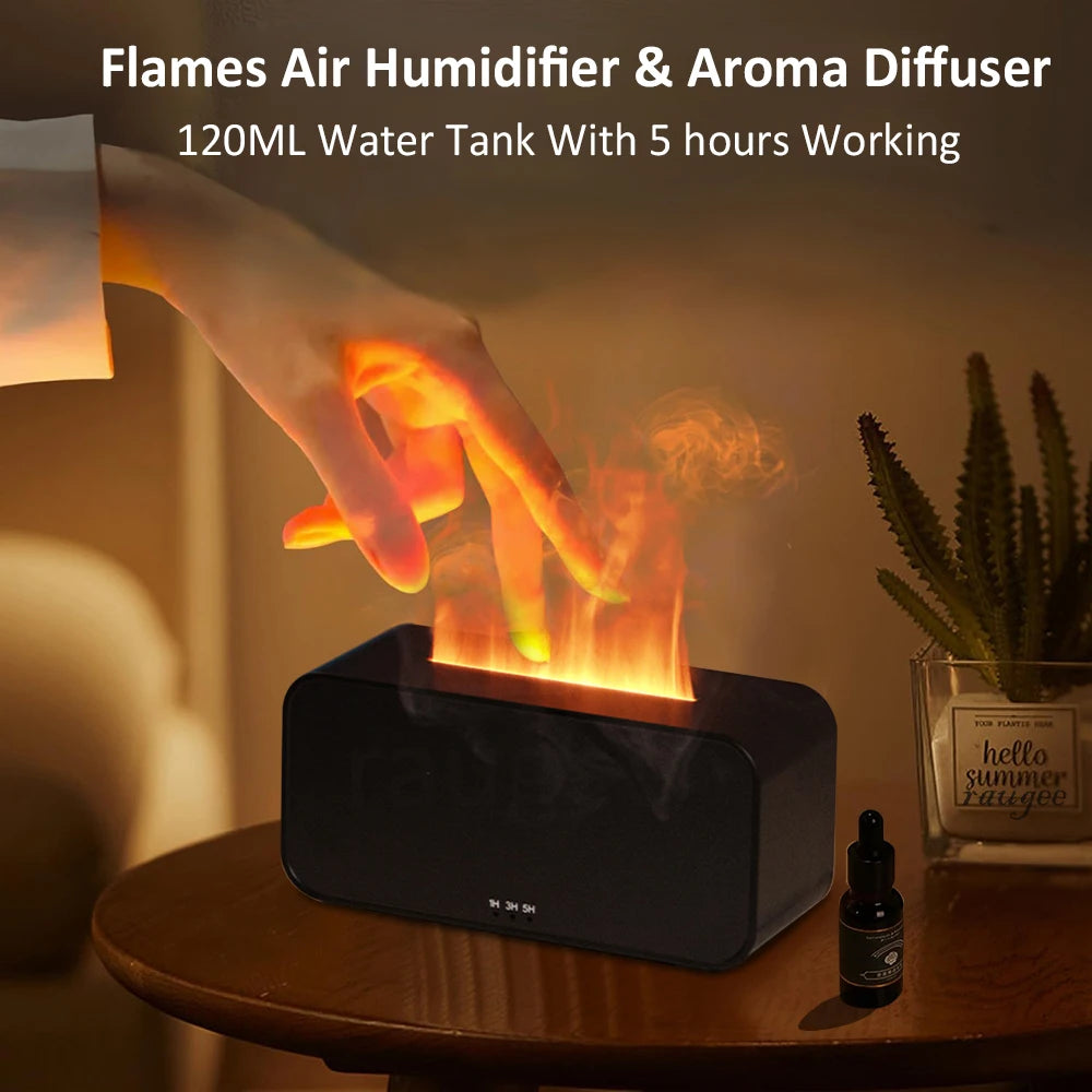 Mini Aroma Diffuser & Humidifier – 7-Color Flame LED with Essential Oil & Timer