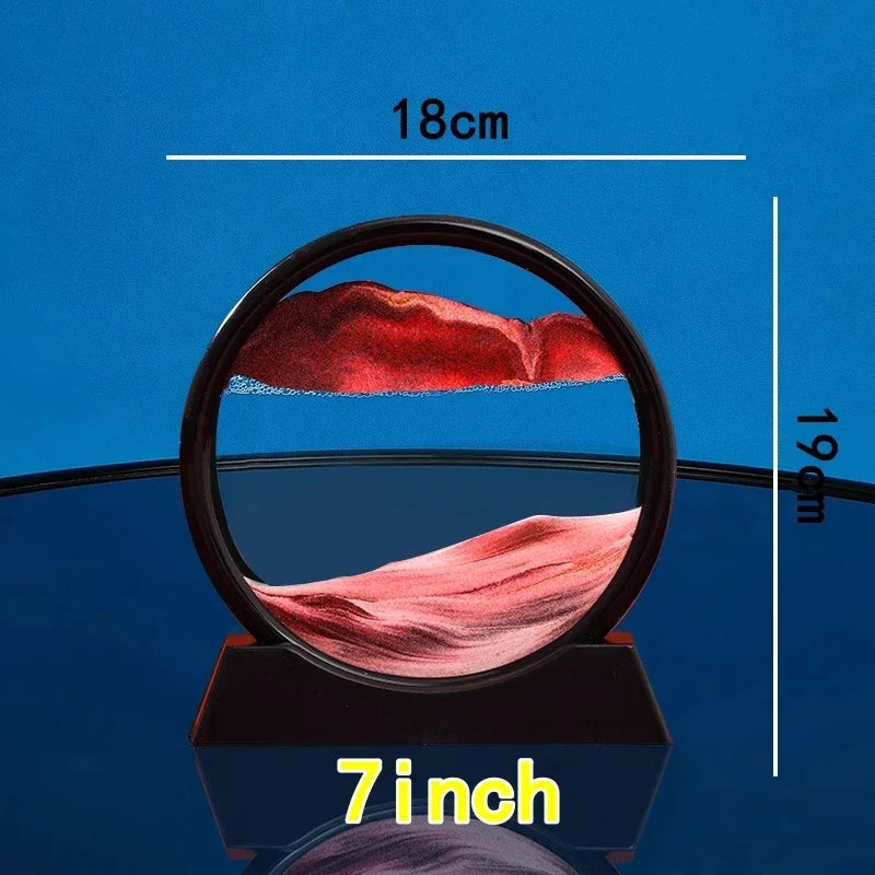 3D Moving Sand Art Picture – Round Glass Deep Sea Sandscape for Home & Office Decor