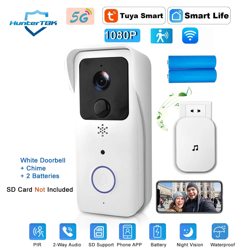 5G/2.4G WiFi Video Doorbell – 1080P Smart Outdoor Wireless Camera with Intercom & Waterproof