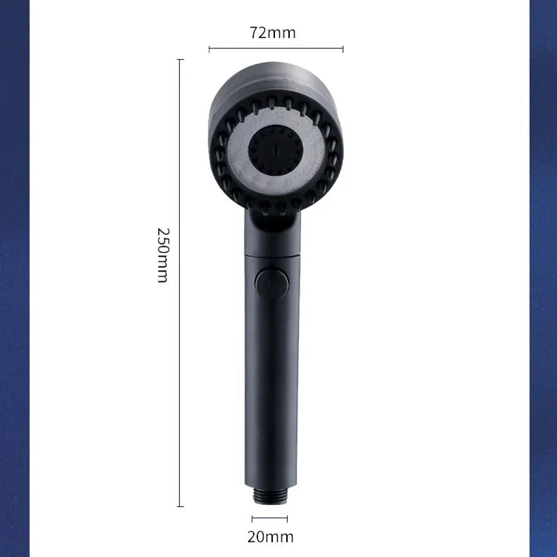 High-Pressure Filter Shower Head – 3-Mode Adjustable Spray with Massage Brush for Bathroom