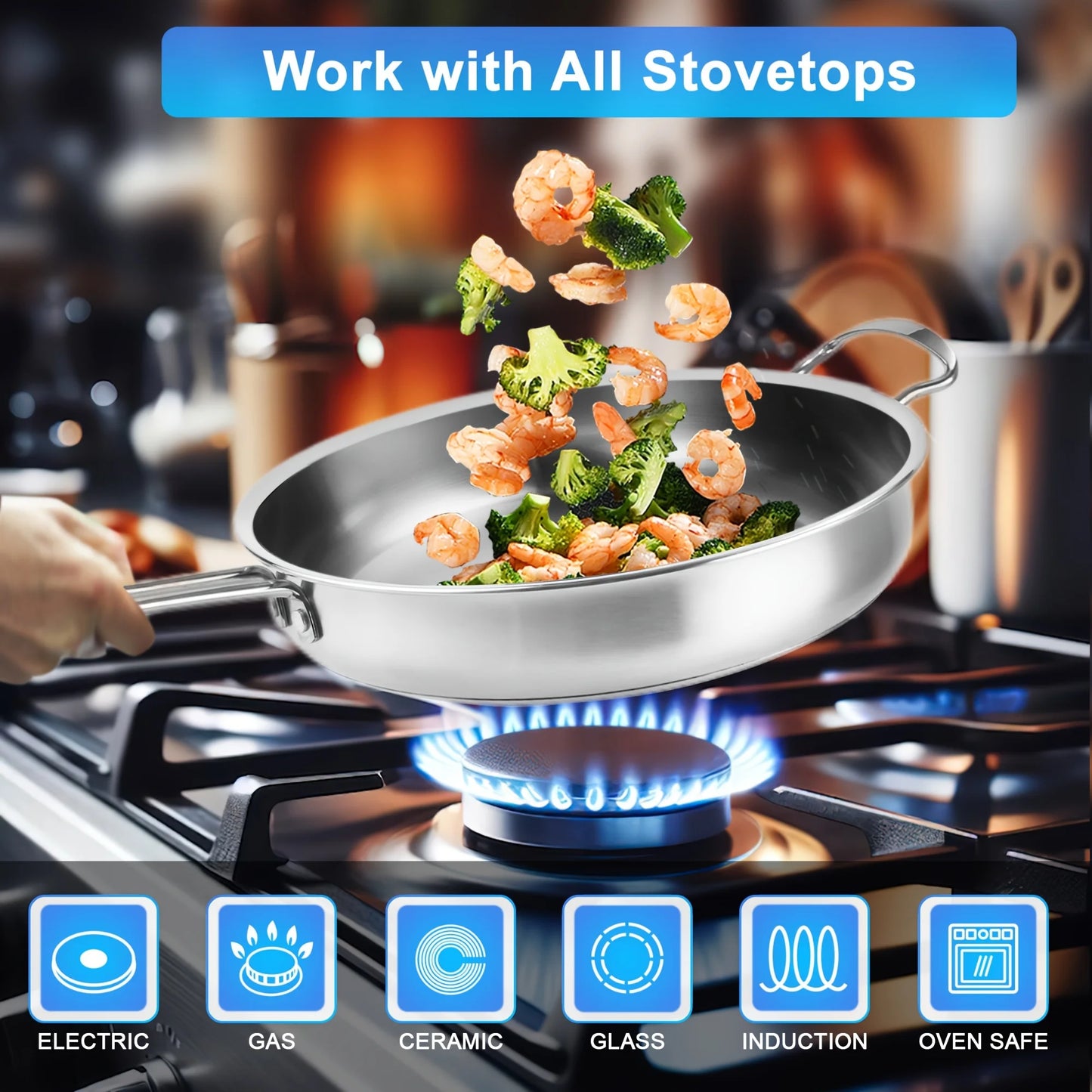 10-Piece Stainless Steel Cookware Set – Induction Compatible Pots & Pans for All Stovetops