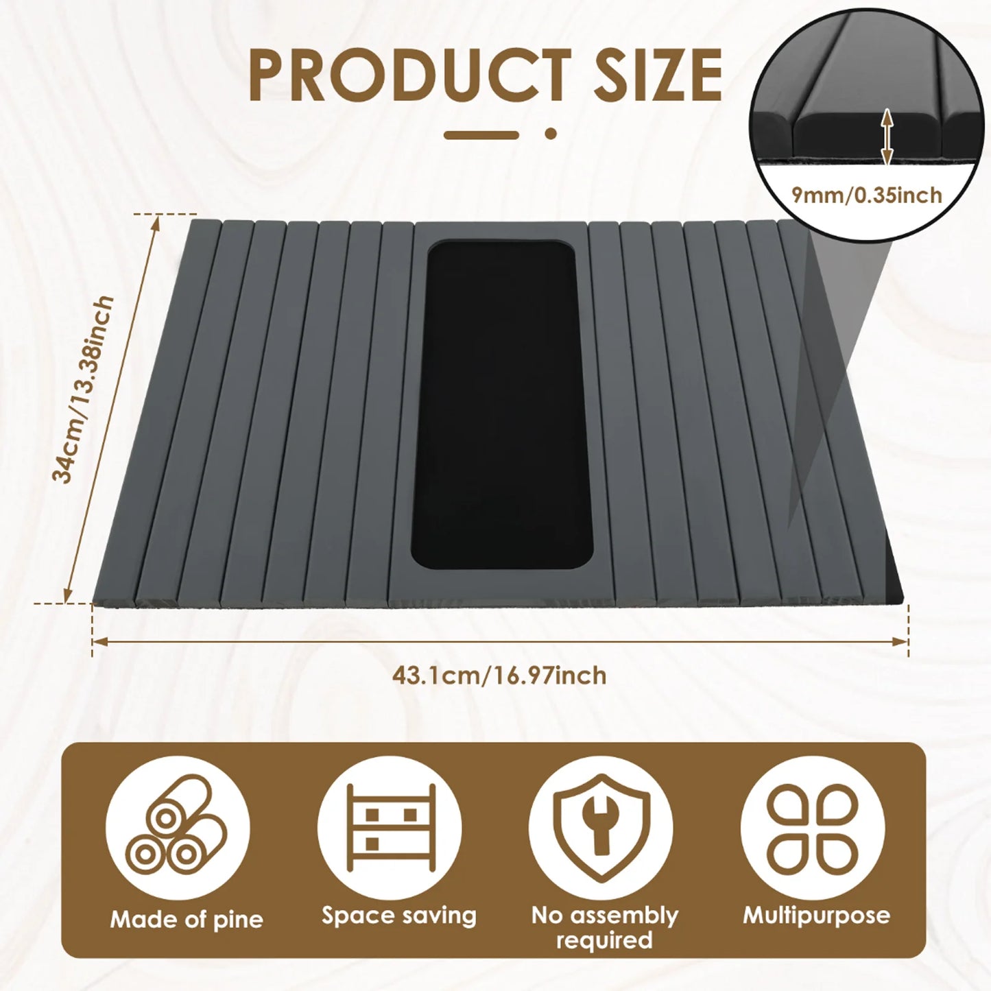 Bamboo Sofa Armrest Tray with Cup Holder – Foldable Anti-Slip Couch Side Storage Tray