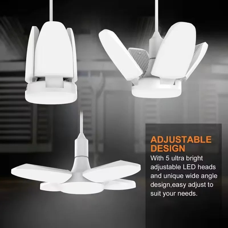 E27 Foldable Fan-Shaped LED Bulb – 28W Deformable Ceiling Light 6500K