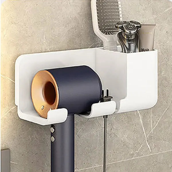 Wall-Mounted Hair Dryer Holder – Multi-Functional Bathroom & Kitchen Storage Rack