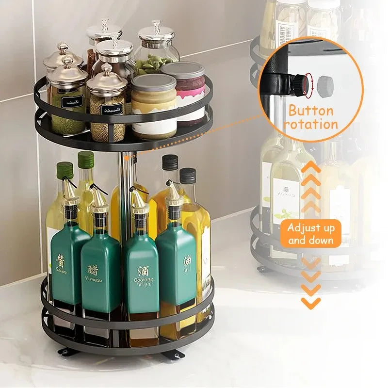 360° Rotating Spice Rack Organizer – Non-Skid Storage Tray for Kitchen Seasonings