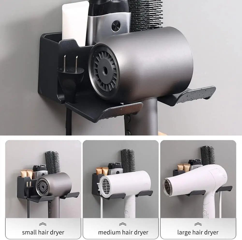 Wall-Mounted Hair Dryer Holder – Multi-Functional Bathroom & Kitchen Storage Rack