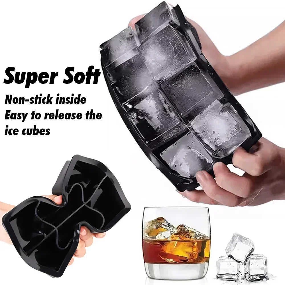 4/6/8 Grid Silicone Ice Cube Molds – Square & Ice Ball Tray with Lid for Whiskey & Drinks